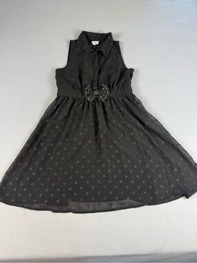 Disney D-Signed Black Polka Dot Bow Party Dress Girls Medium 10/12 Holiday